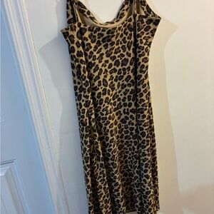 Abercrombie & Fitch Leopard Slip Midi Dress - Tan and Black